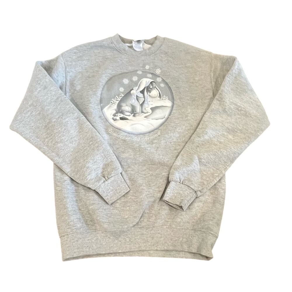 Disney Eeyore Winter Sweatshirt Winnie The Pooh Christmas Snow Vintage 2000s S